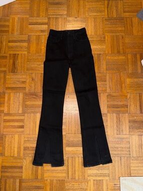 Just Black Black Flare Jeans with Front Hem Slits